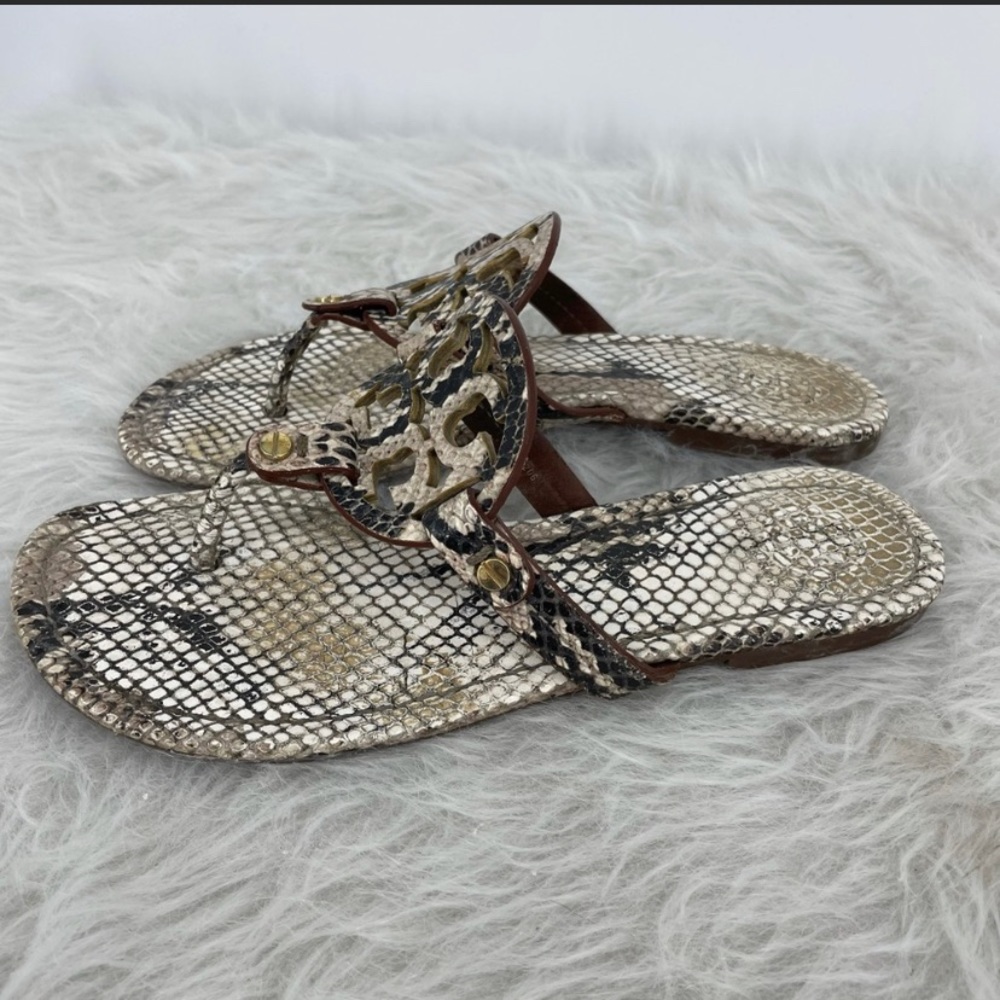 Tory burch Miller sandals snake embossed print 8 fit like a seven length